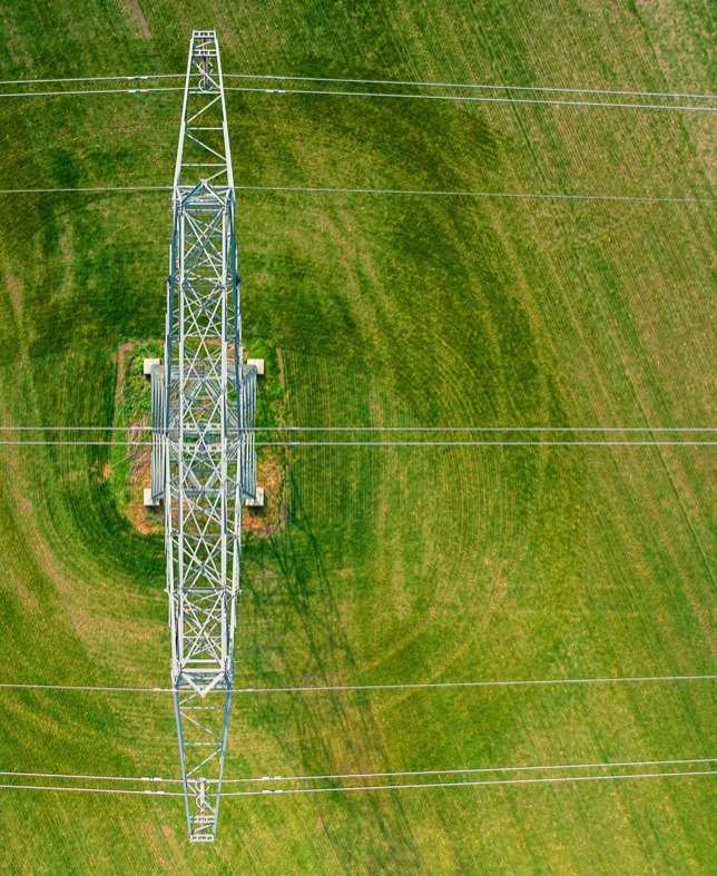 345 kV transmission over open land, aerial
